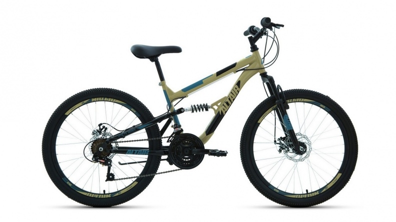 Велосипед ALTAIR MTB FS 24 disk (24"18ск. рост15")2020-2021, бежевый/черный, RBKT1F14E002