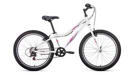 Велосипед Forward IRIS 24 1.0 (24" 6ск рост 12") 2022 белый/розовый