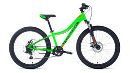 Велосипед Forward TWISTER 24 2.0D (24" 7ск рост 12") 2022, ярко-зеленый/оранжевый