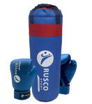 Набор д/бокса RUSCO SPORT, 3пр: мешок на ленте (1,5кг)+перч 4унц синий