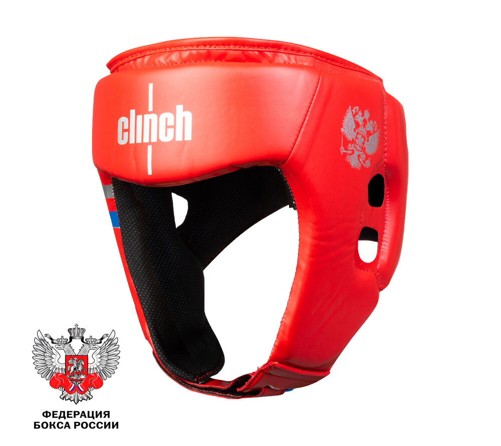 Шлем бокс. Clinch Olimp C112-M красный (офиц.лицензия Федер. Бокса России)