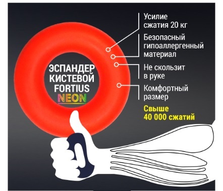 Эспандер кистевой "Fortius" Neon 20 кг (оранжевый)