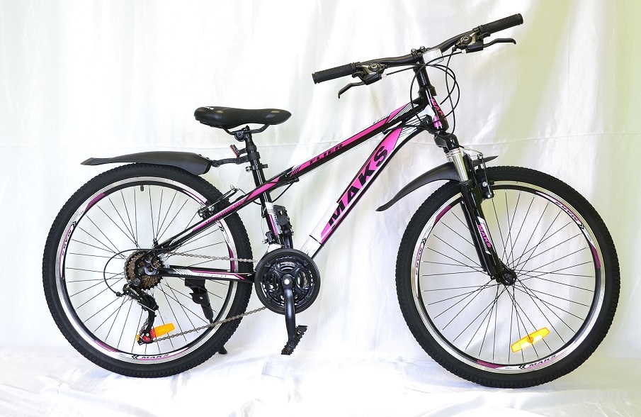 Велосипед 24" ТМ MAKS, FLIER DISC, рама13" черно/розовый
