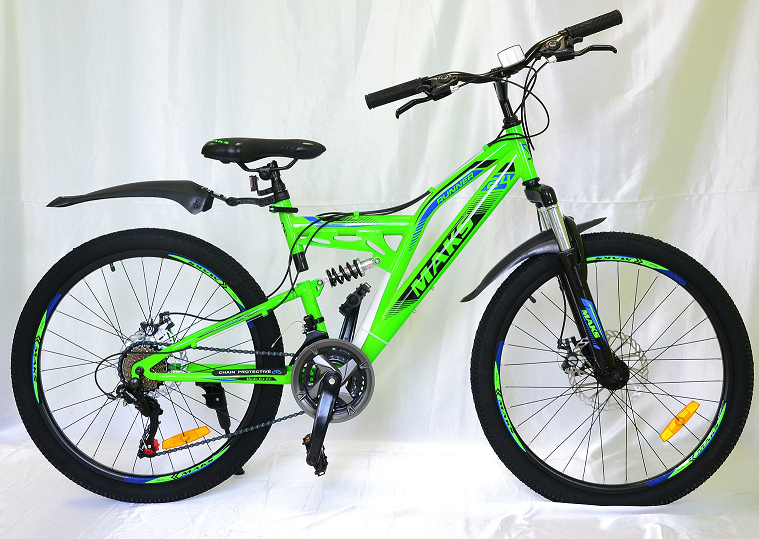 Велосипед 20" ТМ MAKS, RUNNER V, двух подв. рама13", зеленый