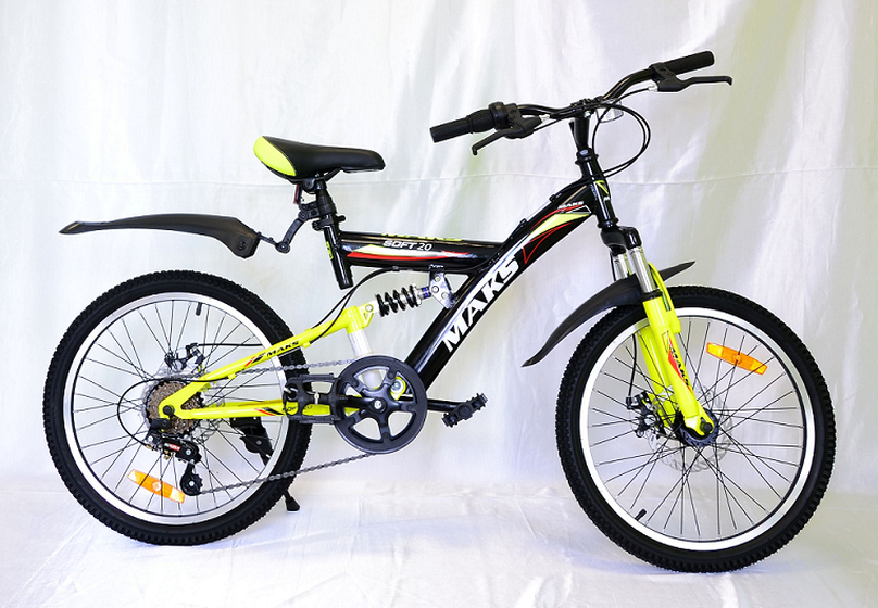 Велосипед 24" ТМ MAKS, SOFT DISC, двух подв рама16" черно/желтый