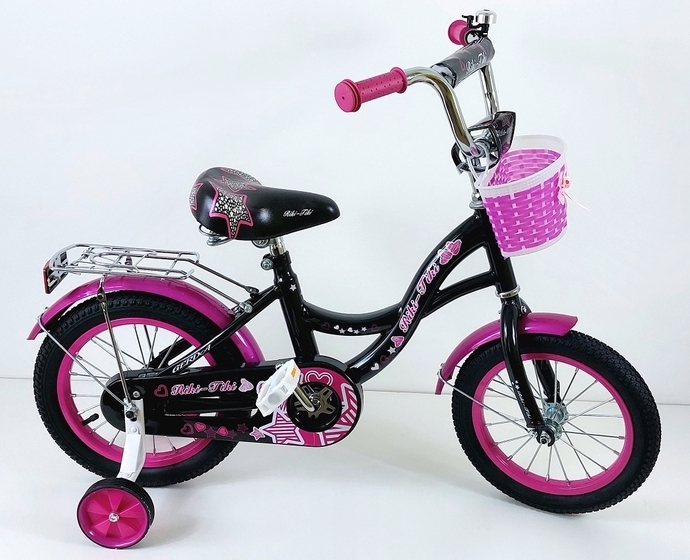 Велосипед двухколесный детский ТМ Riki-Tiki, модель GERDA, диаметр колеса 16", Черно/малиновый