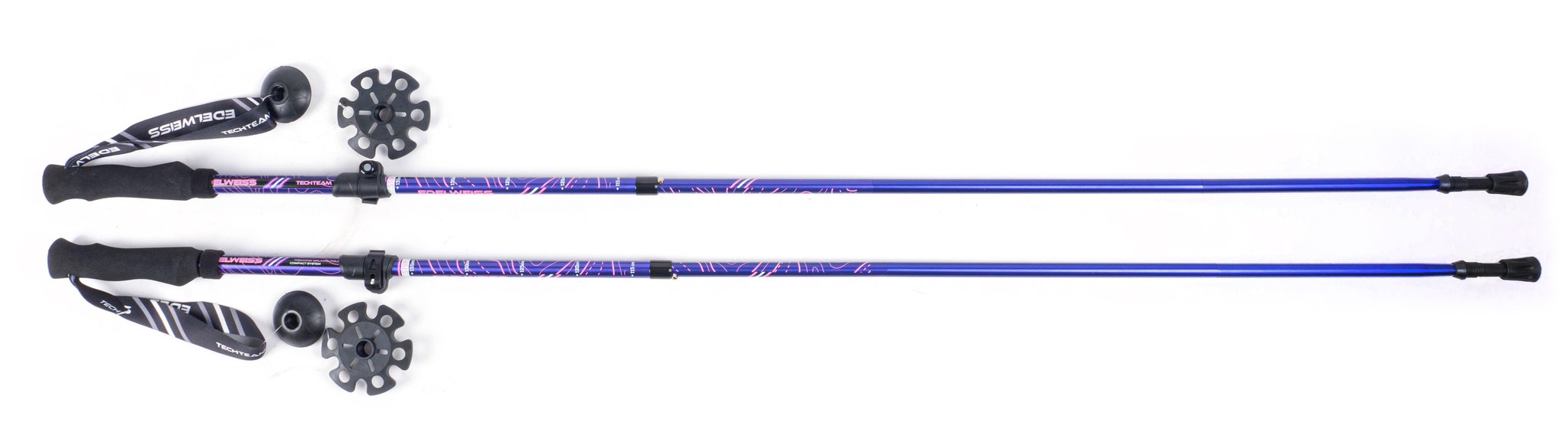 Палки треккинговые  Edelweis Purple, 35-135см. 5-ти секционные 18/16/14/14/14мм. Alu7075, ручка EVA