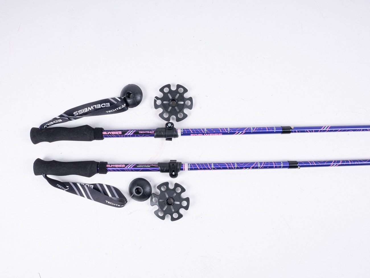 Палки треккинговые  Edelweis Purple, 35-135см. 5-ти секционные 18/16/14/14/14мм. Alu7075, ручка EVA