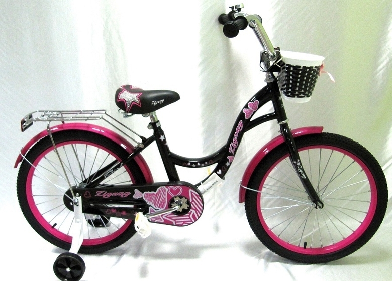 Велосипед 14" детский ZIGZAG, мод. GIRL, черно-розовый